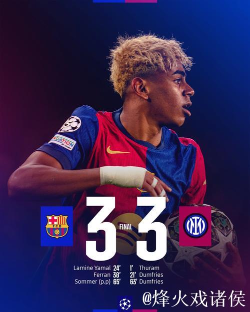 亚马尔梅开二度费尔明双助 巴萨客场3-3逼平布鲁日 亚马尔梅开二度费尔明双助 巴萨客场3-3逼平布鲁日